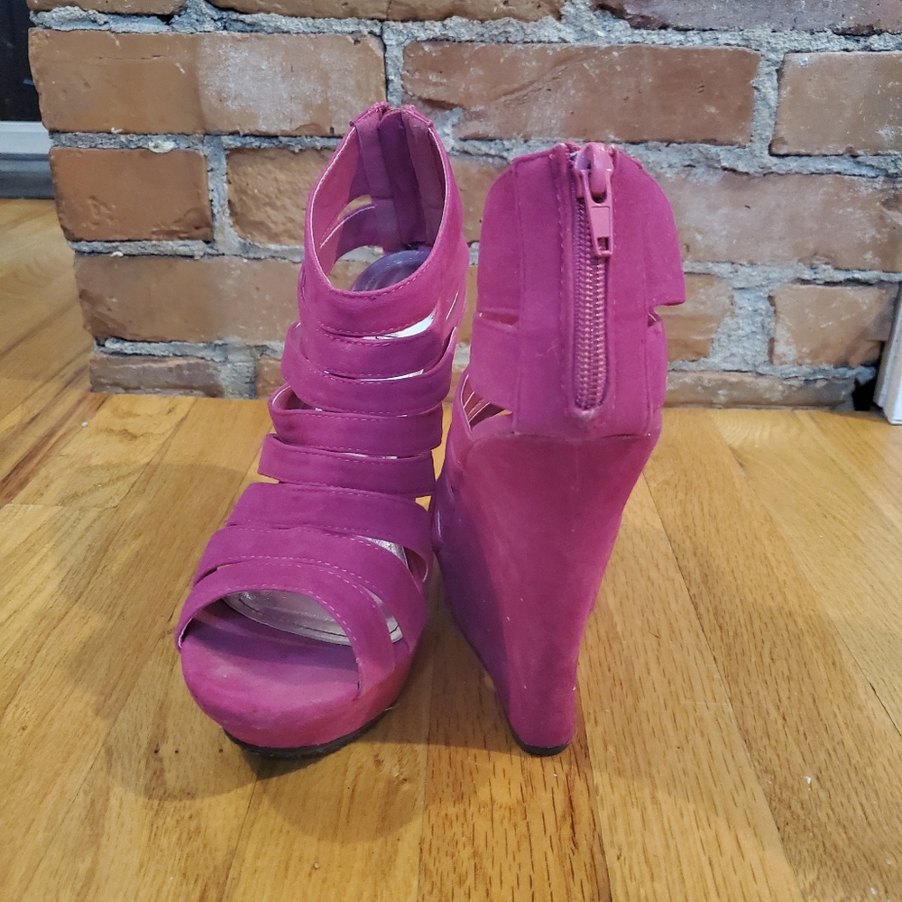 Pink Suede Wedges - Picture 2 of 5